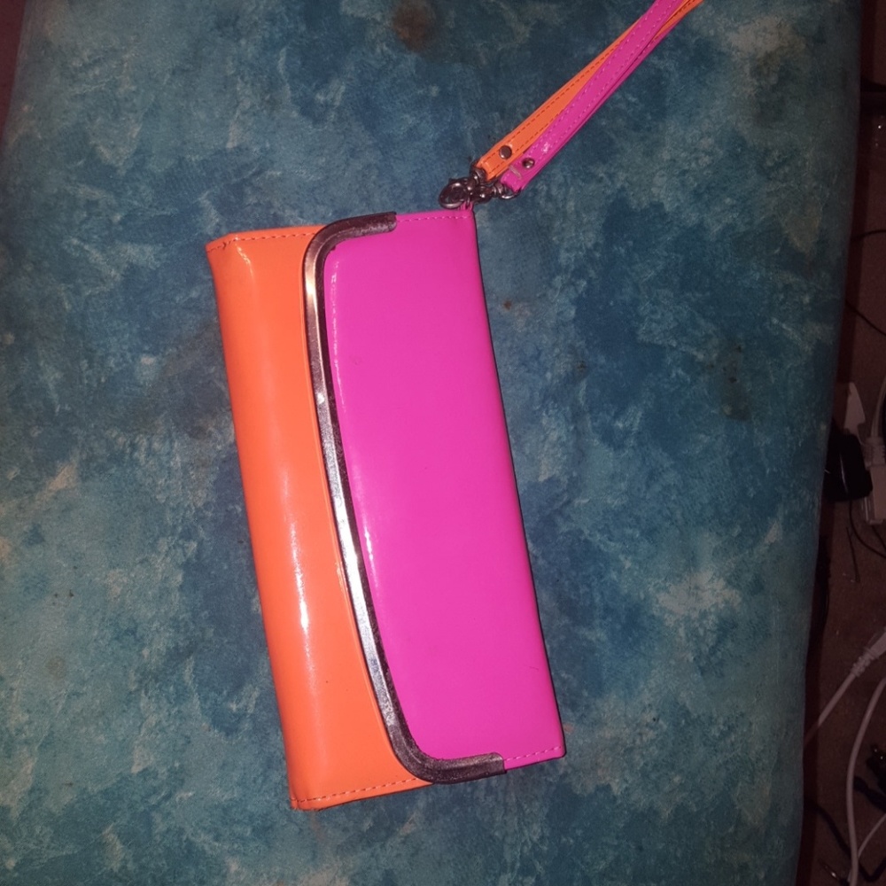 Pink and orange clutch/wallet